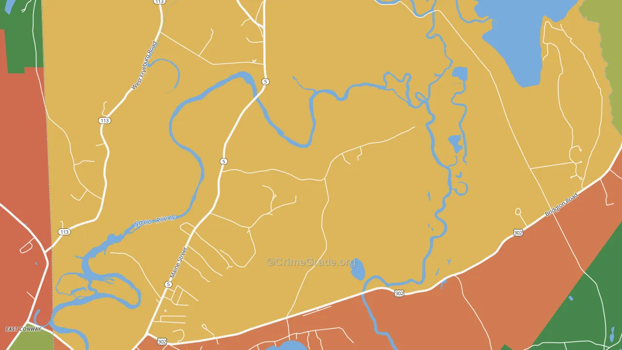 Fryeburg Center, ME Map of Theft Rates