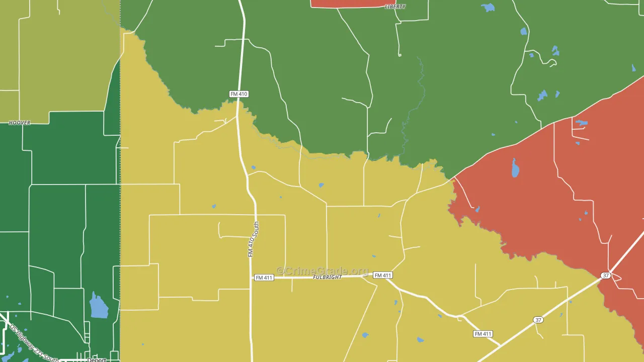 Fulbright, TX Map of Theft Rates