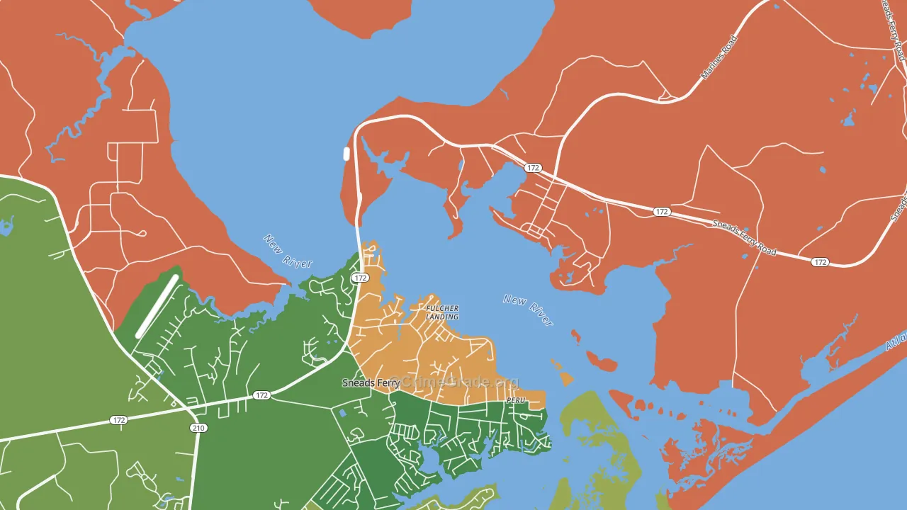 Fulcher Landing, NC Map of Theft Rates