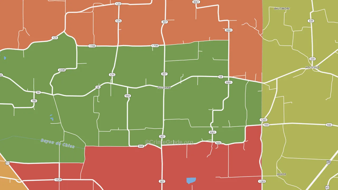 Fulgham, KY Map of Theft Rates