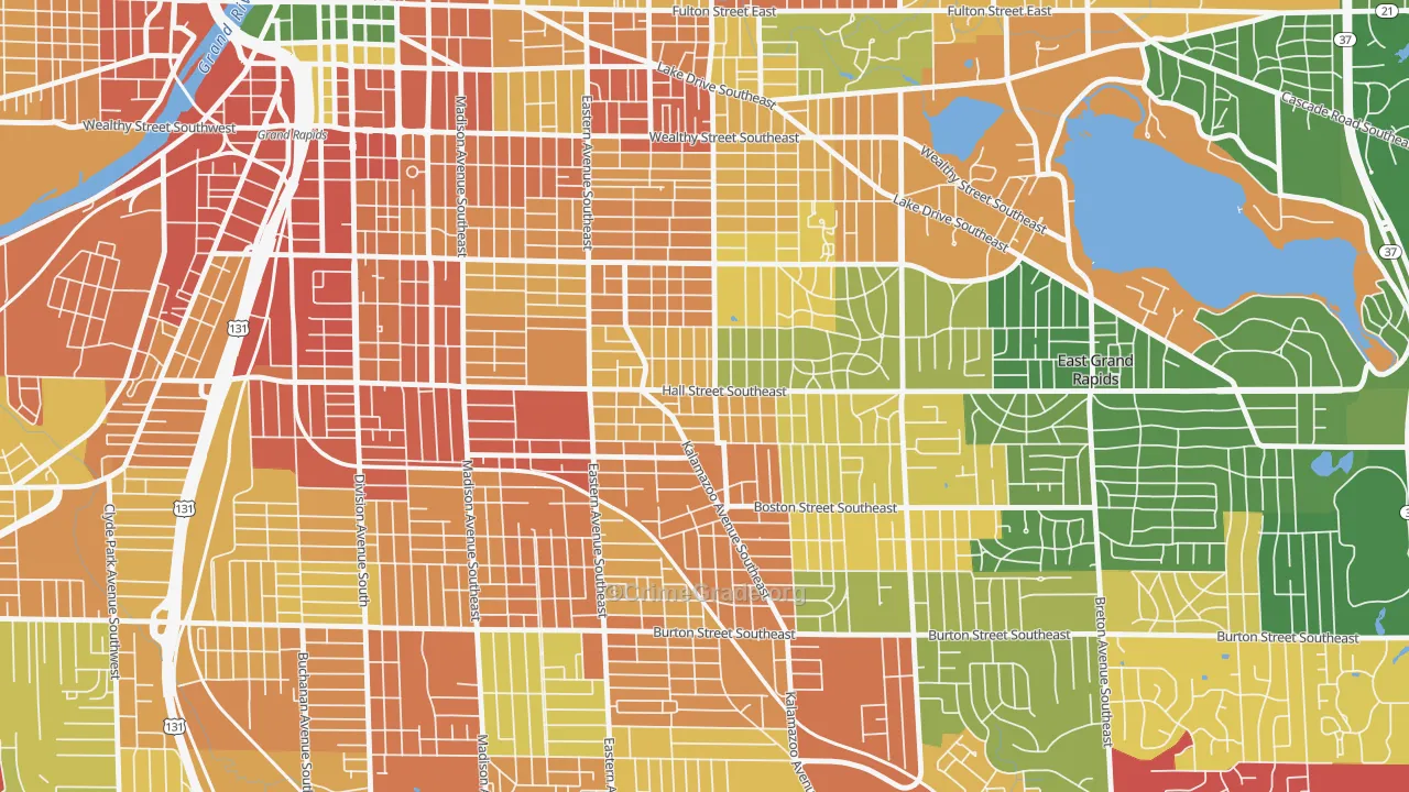 Fuller Avenue, Grand Rapids, MI Map of Theft Rates