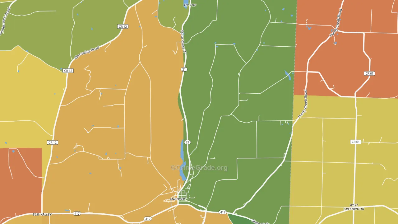 Fulmer Valley, NY Map of Theft Rates