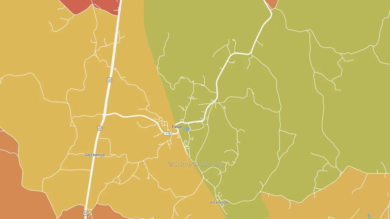 Fulton, AL Map of Theft Rates
