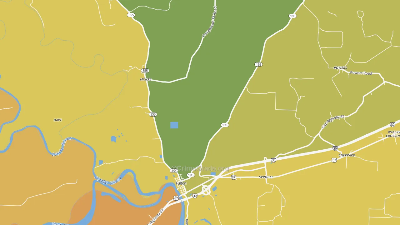 Fulton, AR Map of Theft Rates