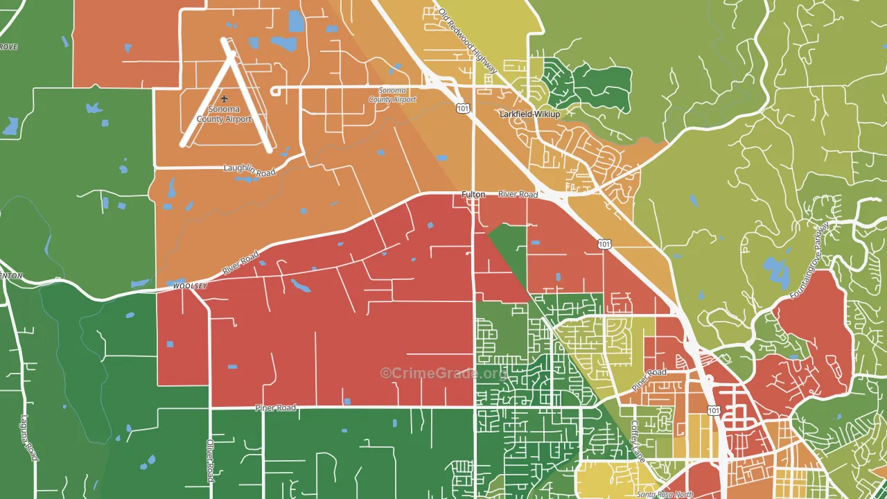 Fulton, CA Map of Theft Rates