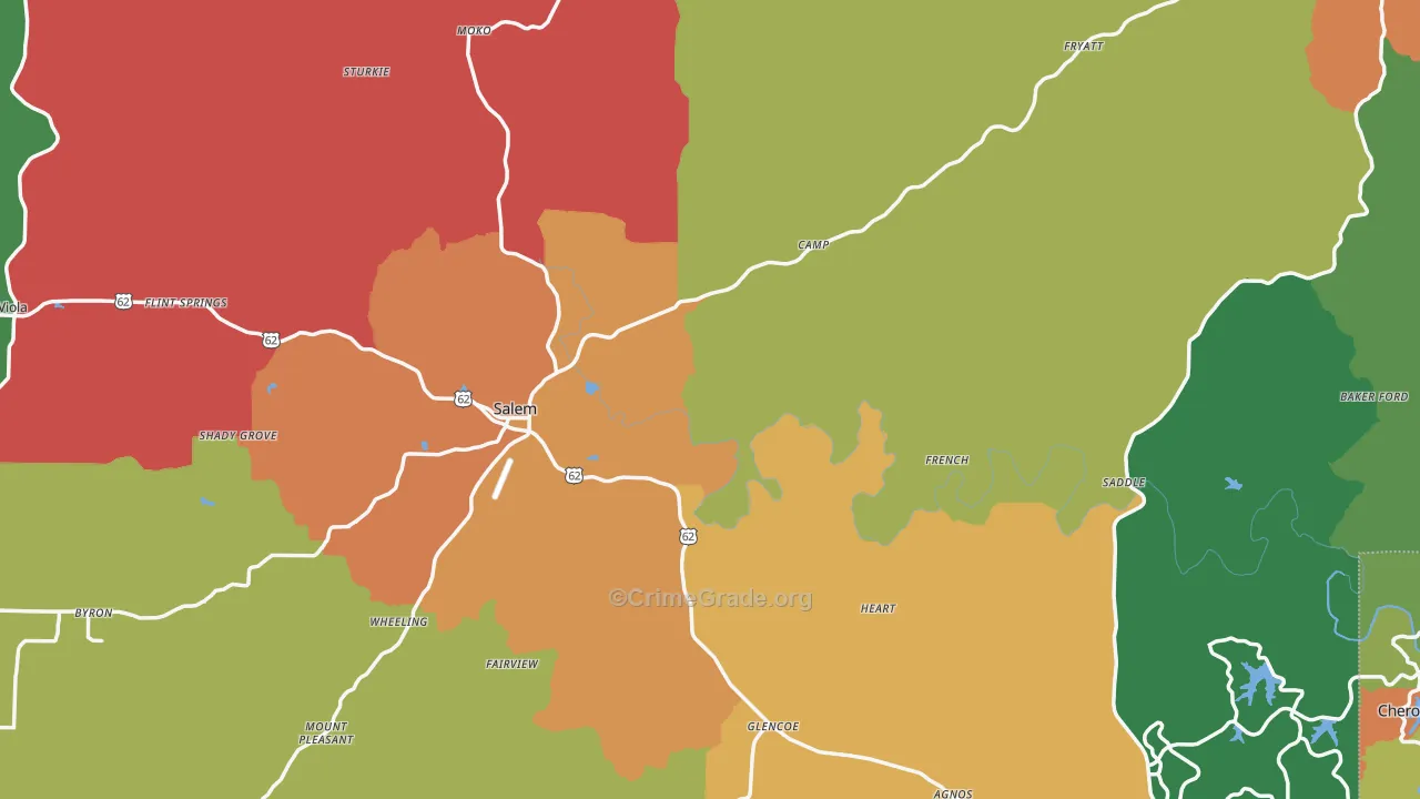 Fulton County, AR Map of Theft Rates