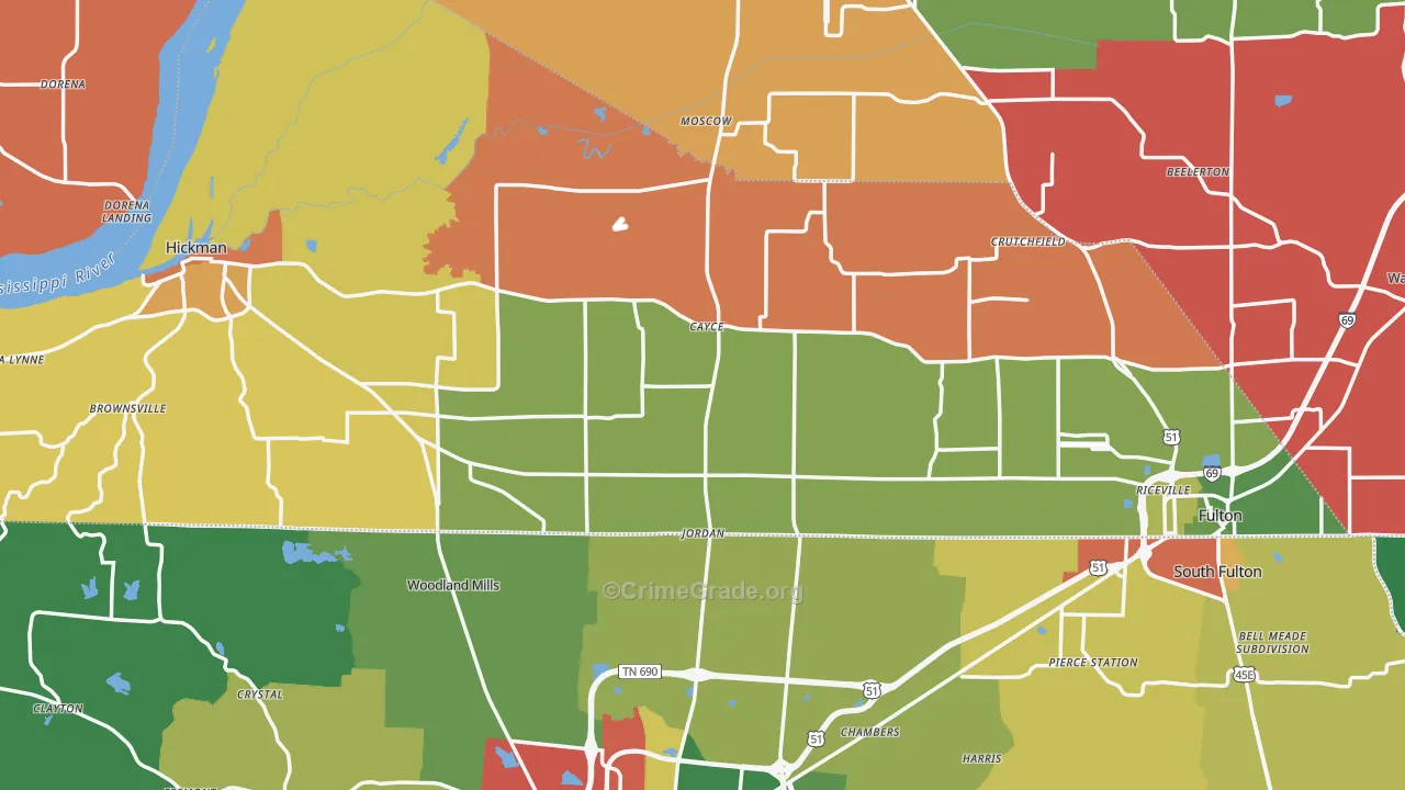 Fulton County, KY Map of Theft Rates