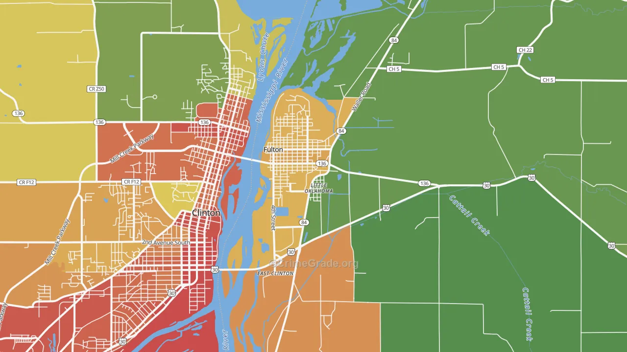 Fulton, IL Map of Theft Rates