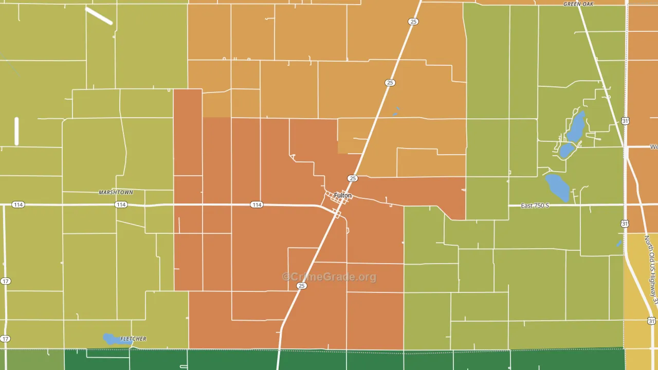 Fulton, IN Map of Theft Rates