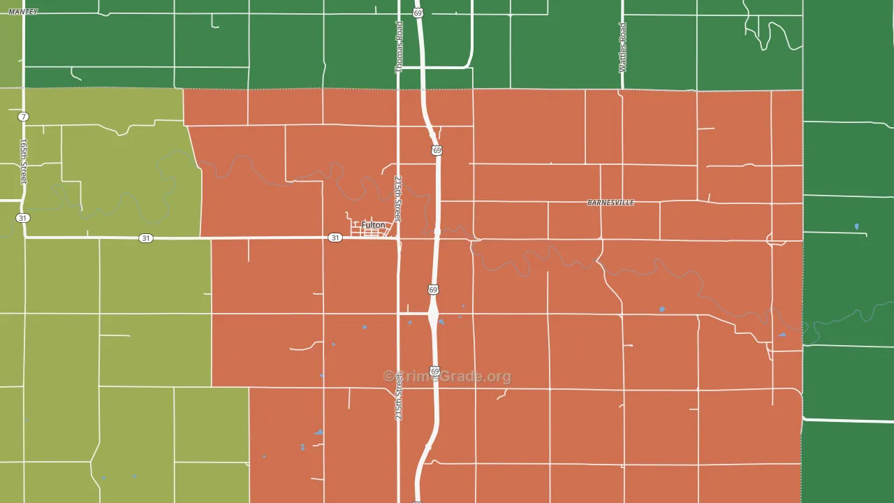 Fulton, KS Map of Theft Rates