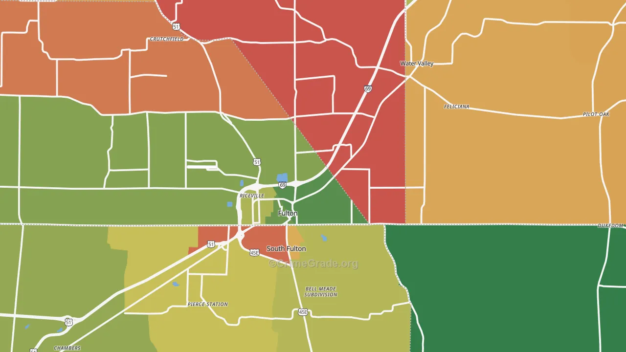 Fulton, KY Map of Theft Rates