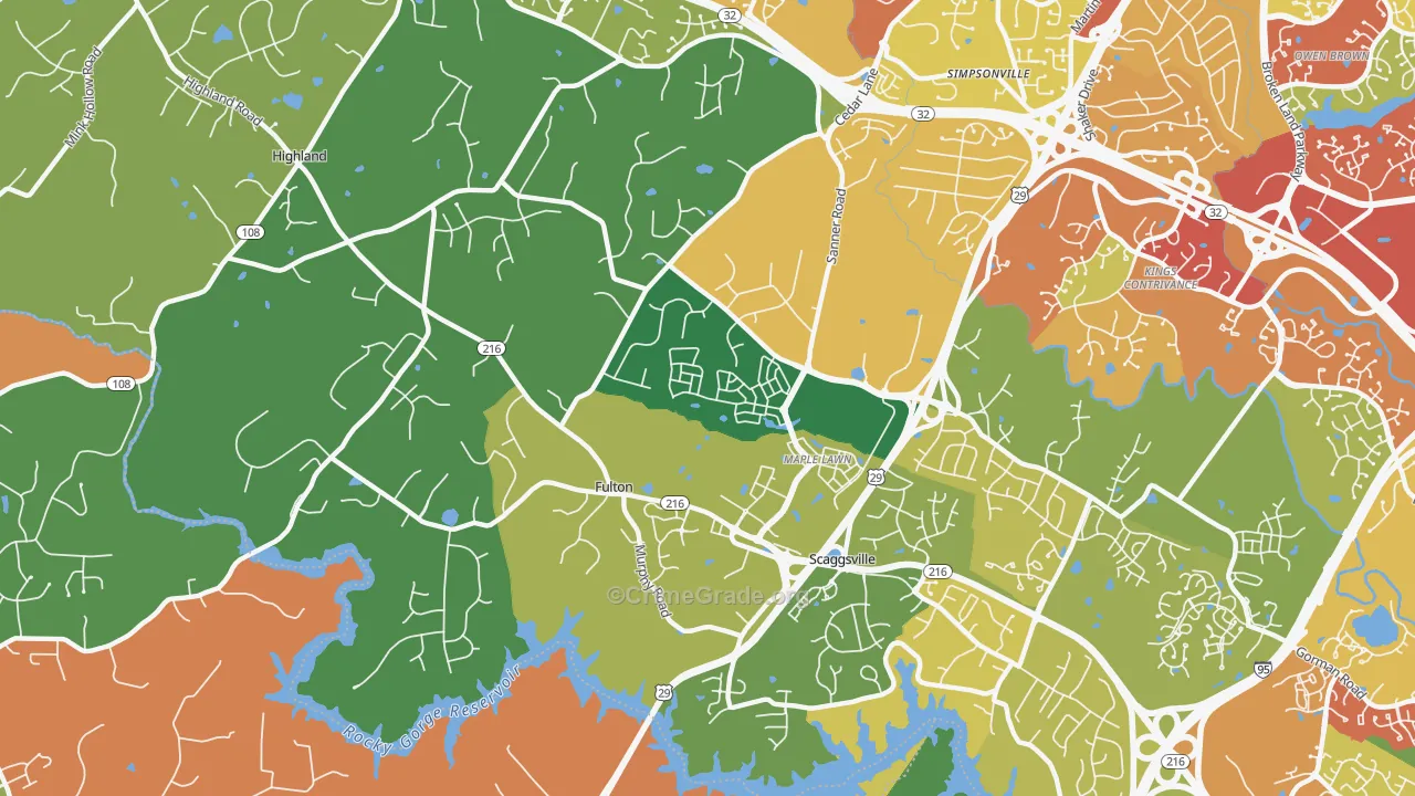 Fulton, MD Map of Theft Rates