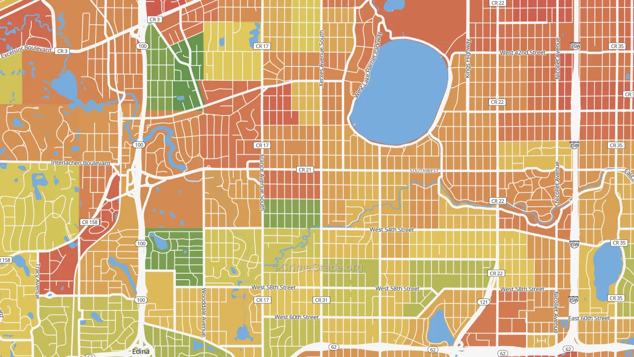 Fulton, Minneapolis, MN Map of Theft Rates