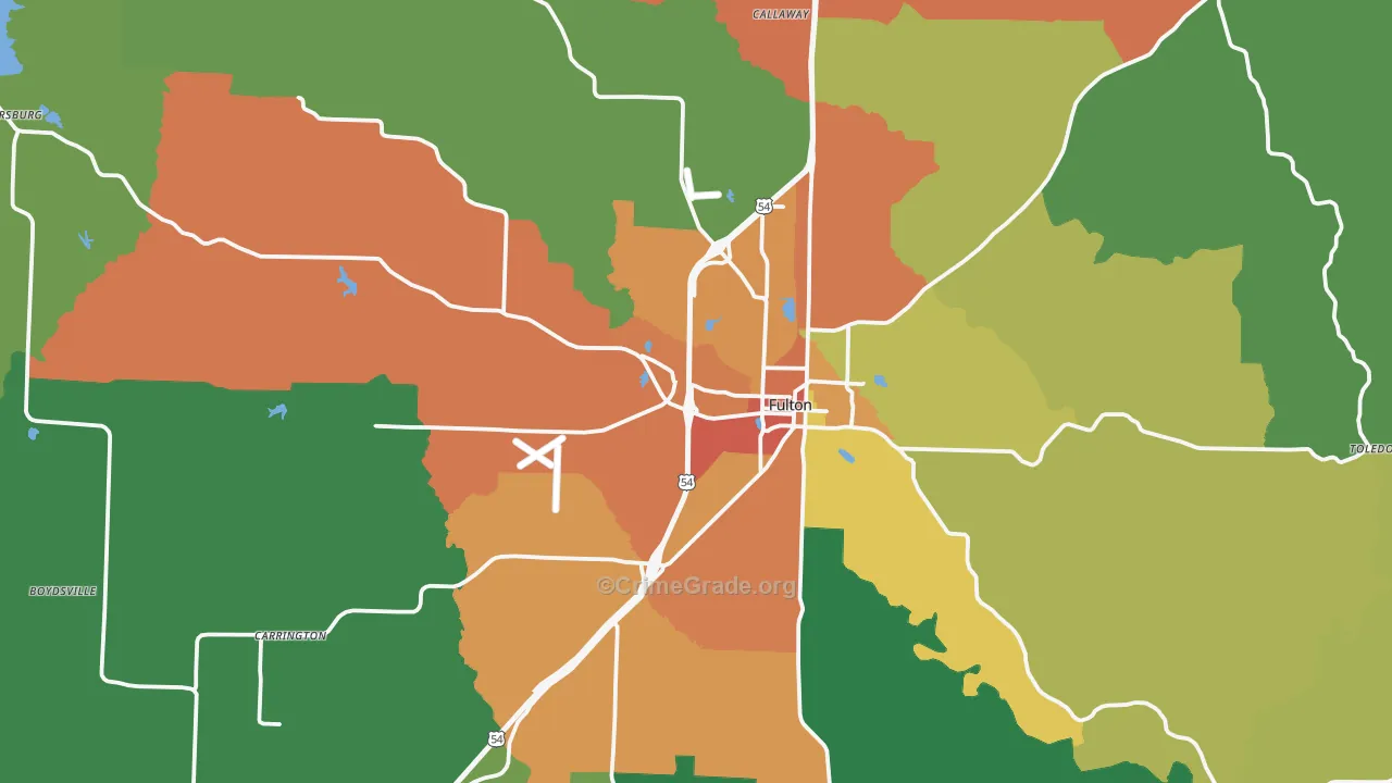 Fulton, MO Map of Theft Rates