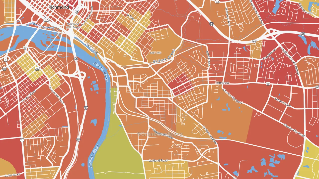 Fulton, Montrose Heights, VA Map of Theft Rates