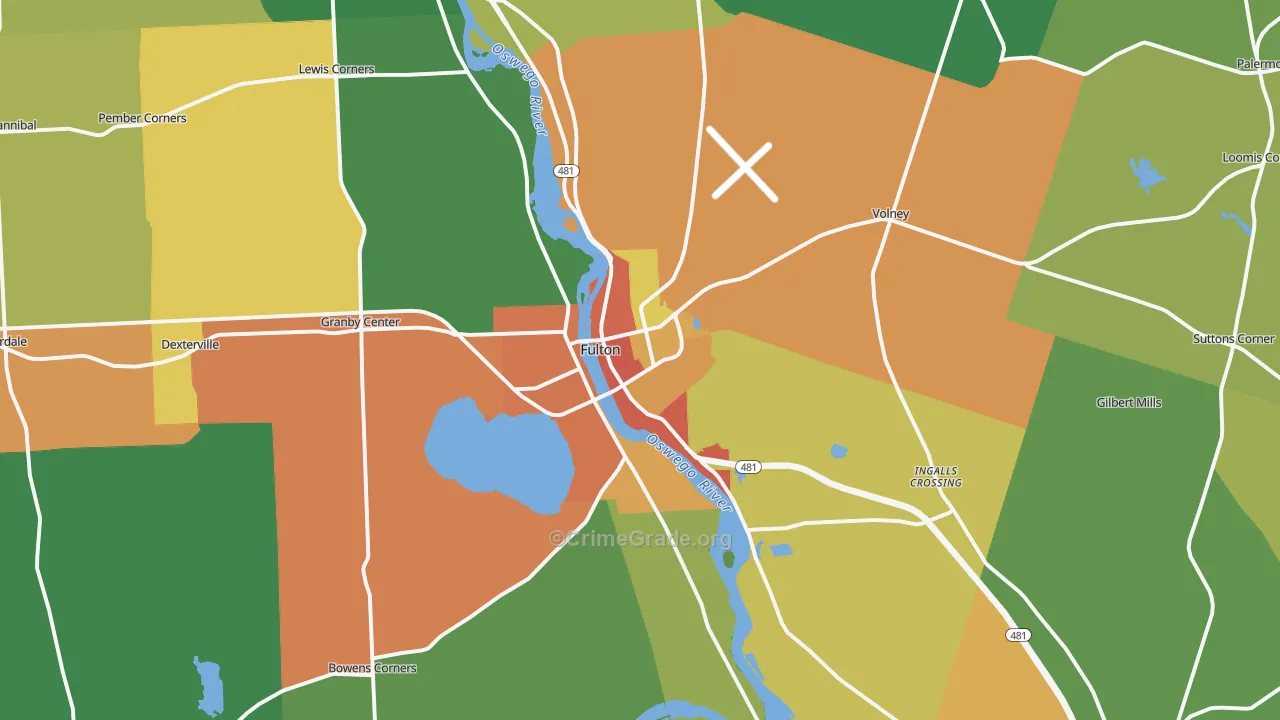 Fulton, NY Map of Theft Rates