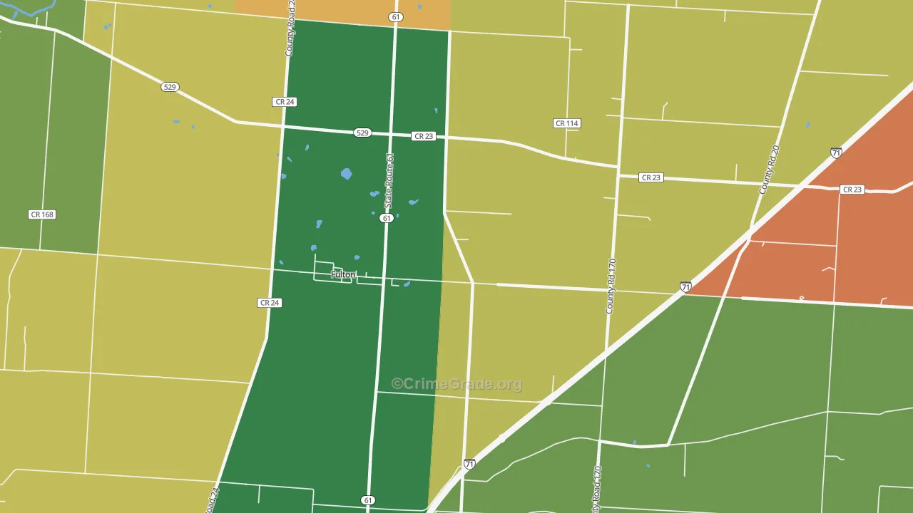 Fulton, OH Map of Theft Rates
