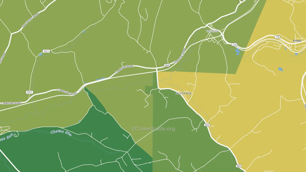 Fulton Run, PA Map of Theft Rates
