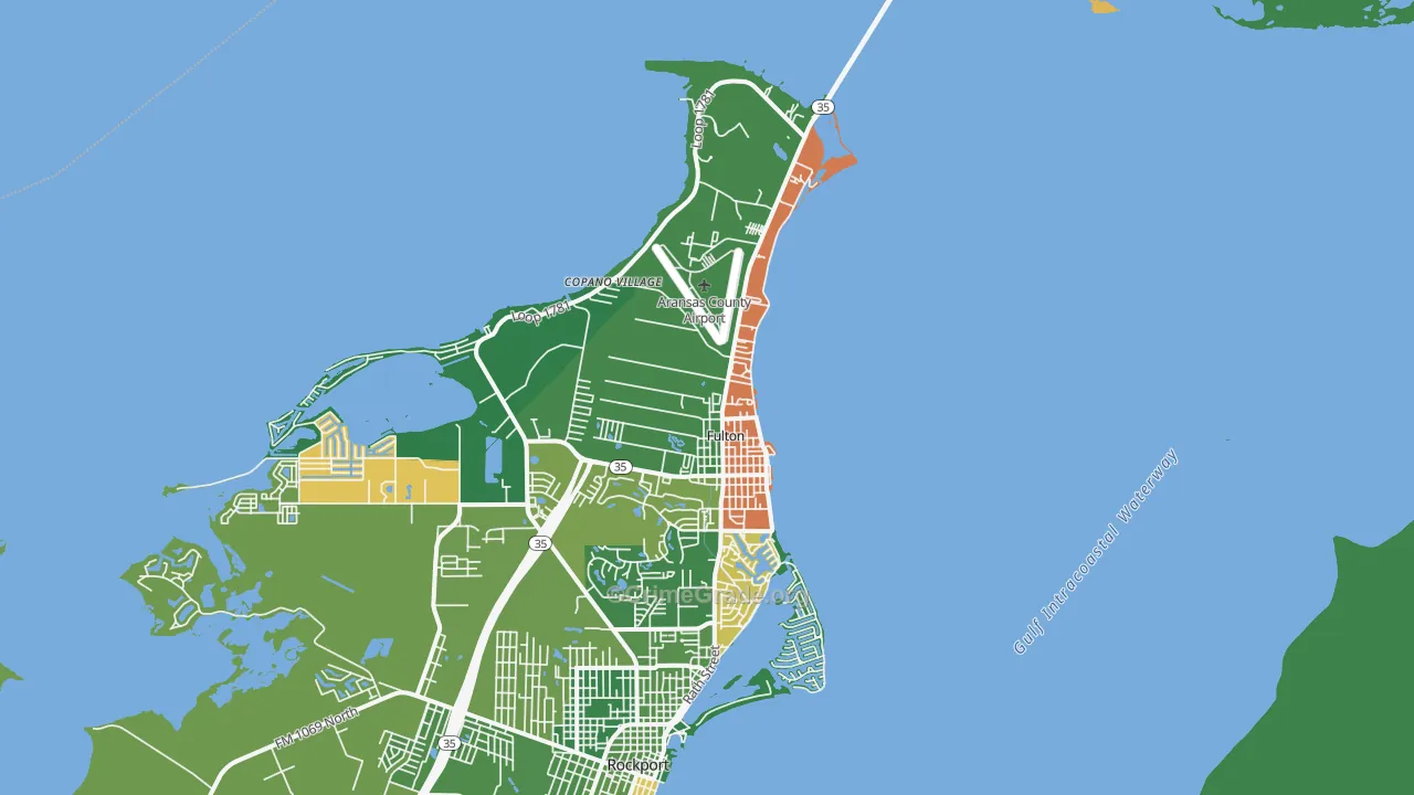 Fulton, TX Map of Theft Rates