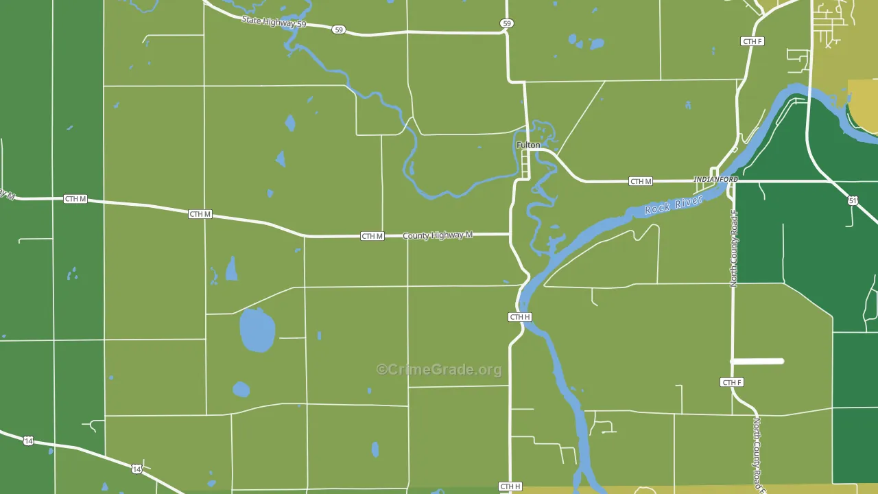 Fulton, WI Map of Theft Rates