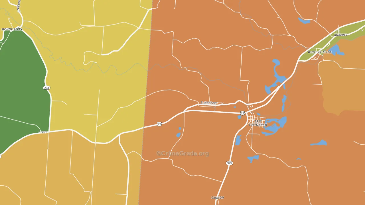 Fultonham, OH Map of Theft Rates