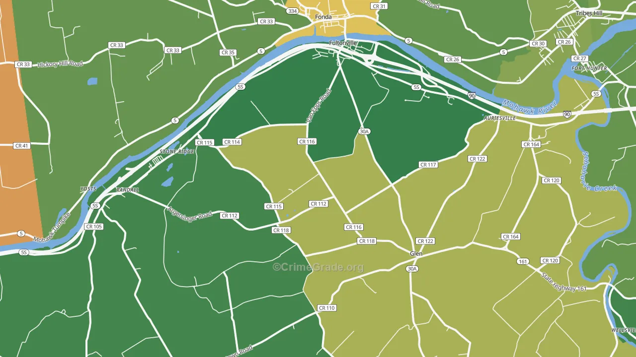 Fultonville, NY Map of Theft Rates