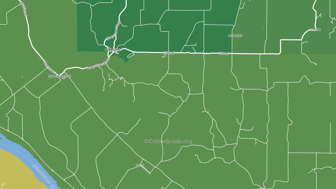 Fults, IL Map of Theft Rates