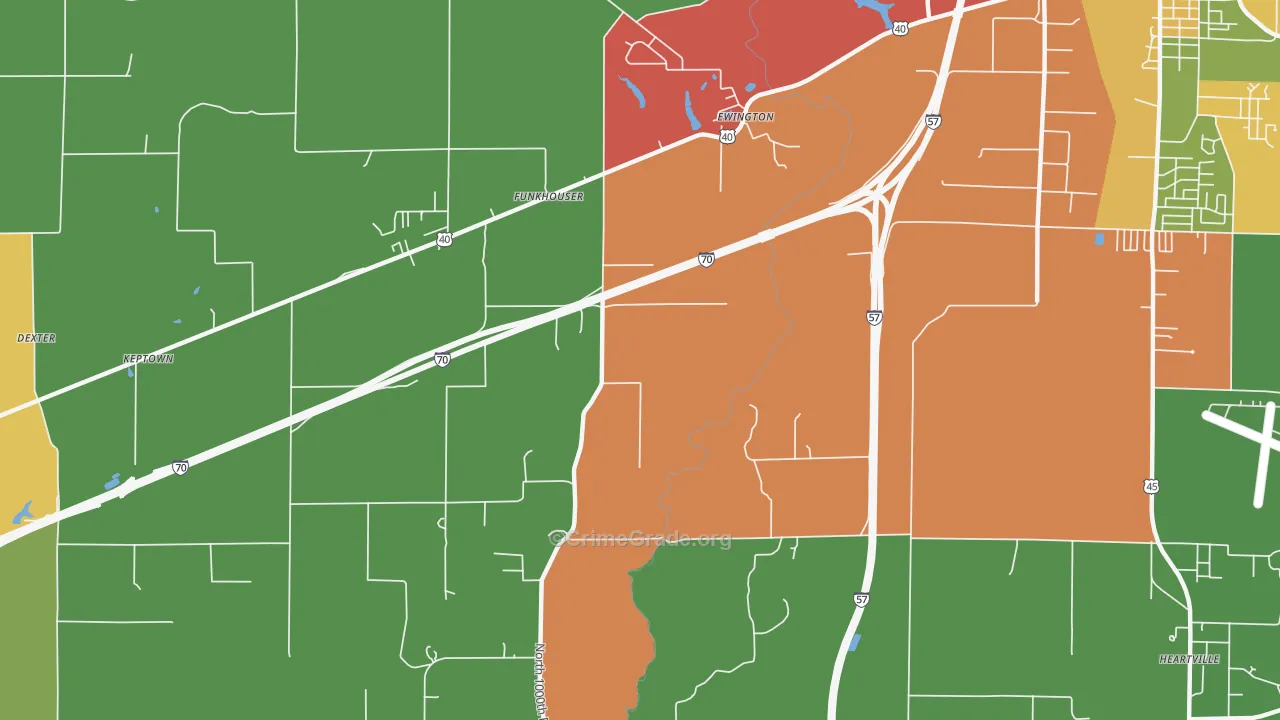 Funkhouser, IL Map of Theft Rates