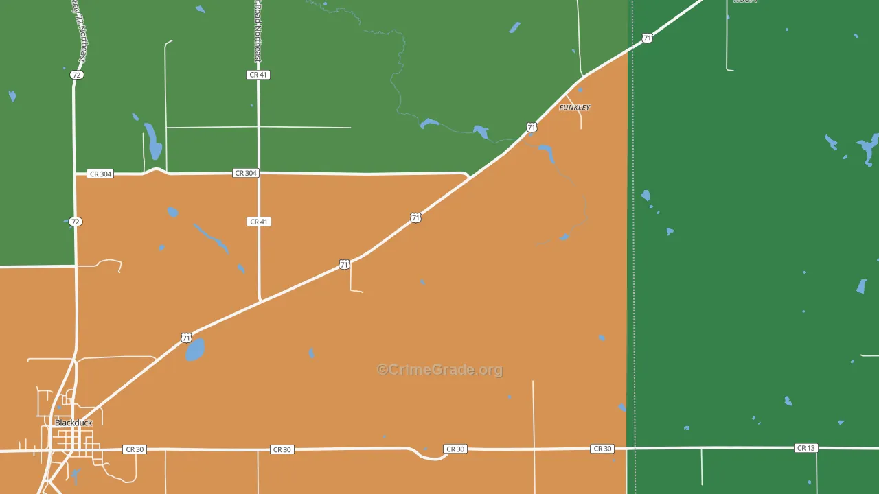 Funkley, MN Map of Theft Rates