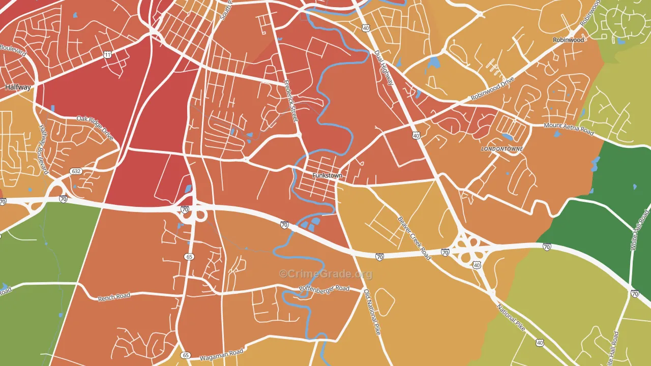 Funkstown, MD Map of Theft Rates