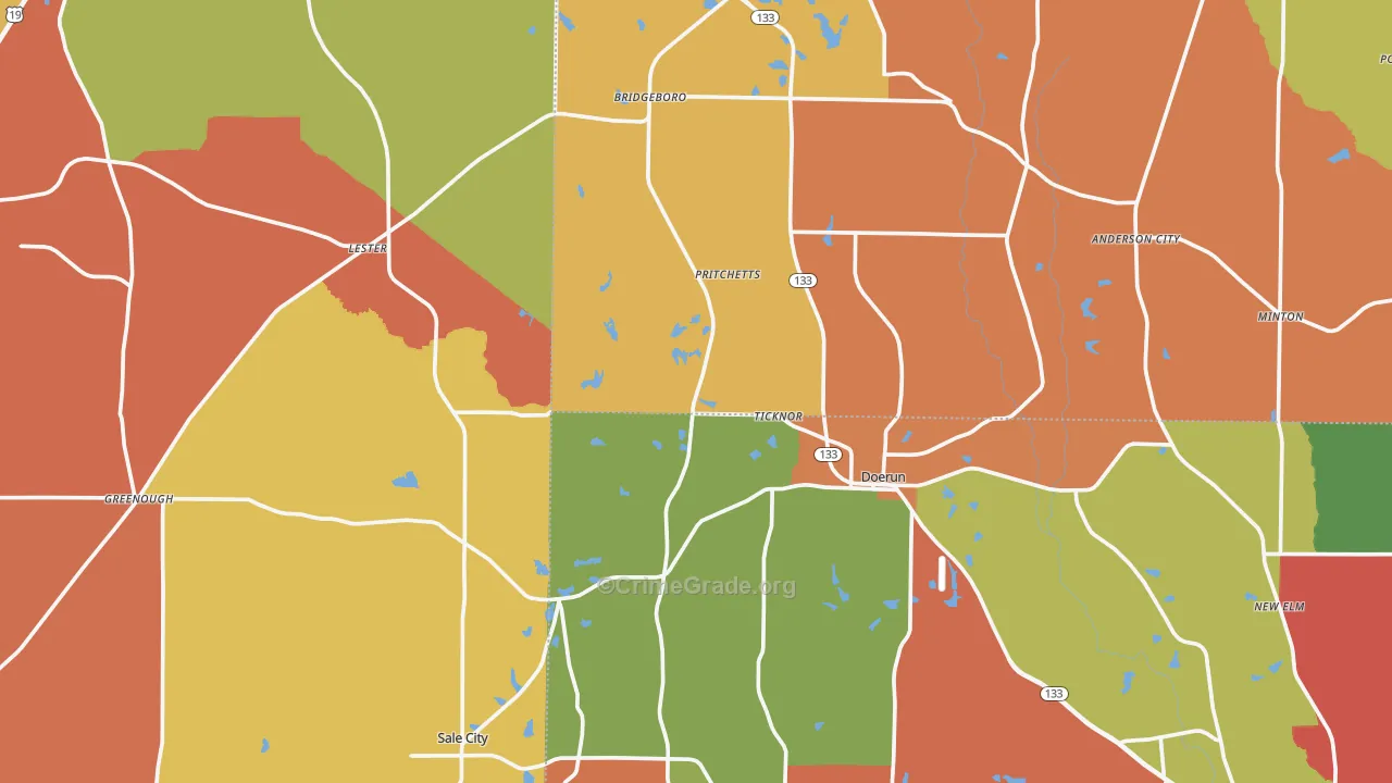 Funston, GA Map of Theft Rates