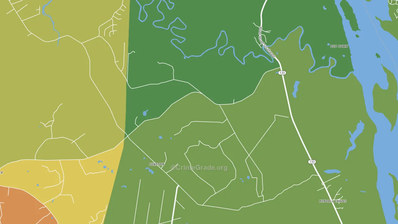 Funston, NC Map of Theft Rates