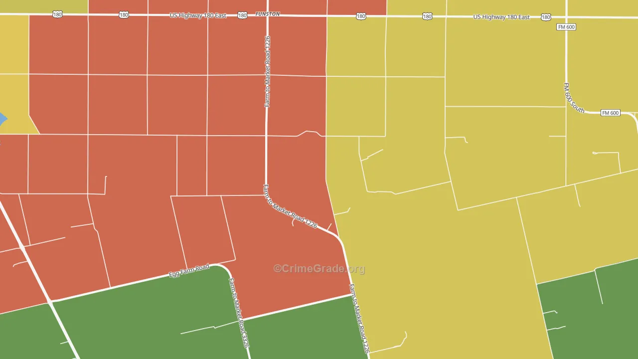 Funston, TX Map of Theft Rates