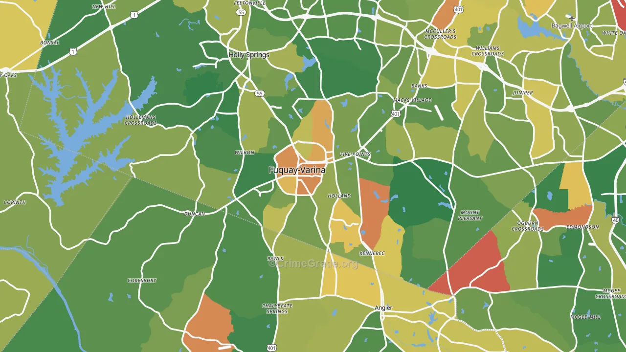 Fuquay-Varina, NC Map of Theft Rates