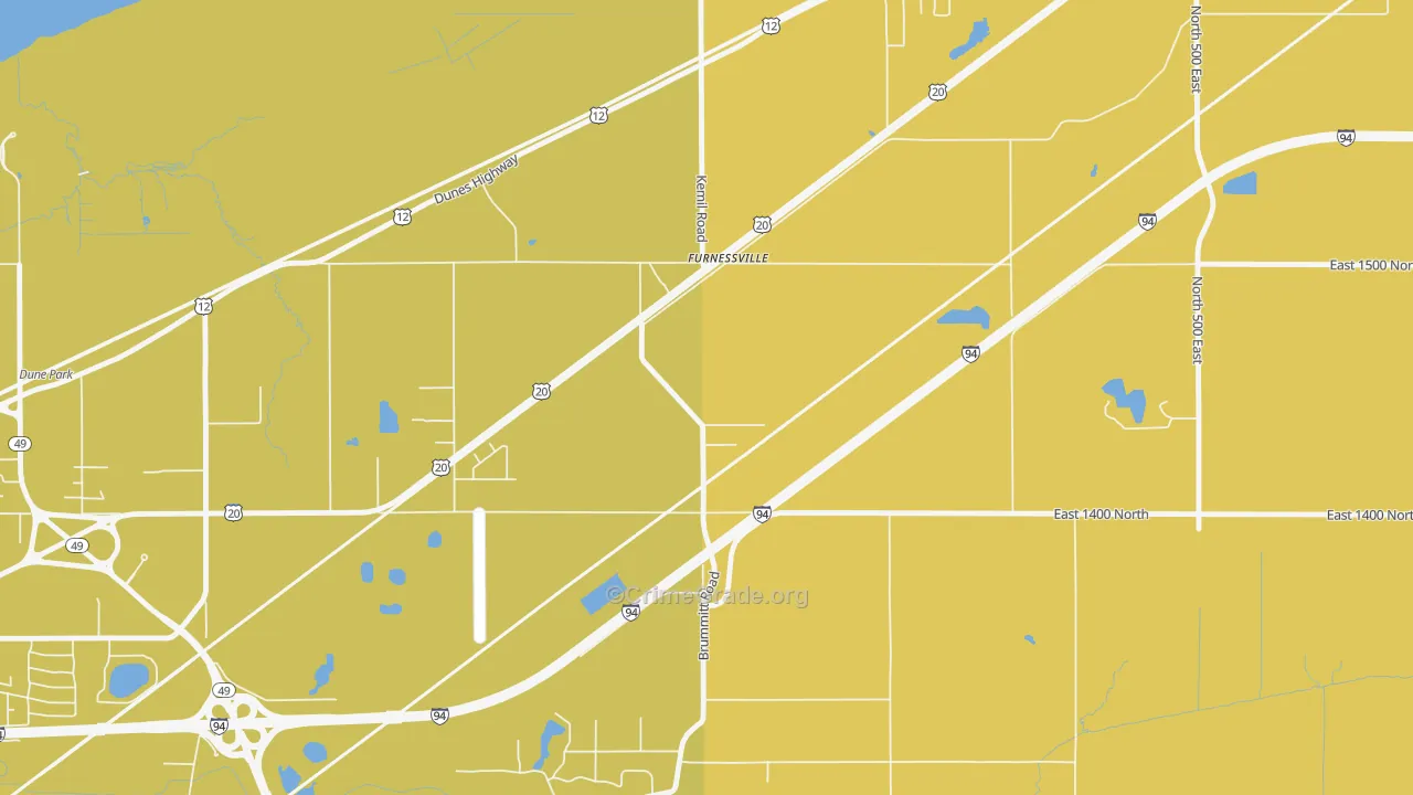 Furnessville, IN Map of Theft Rates