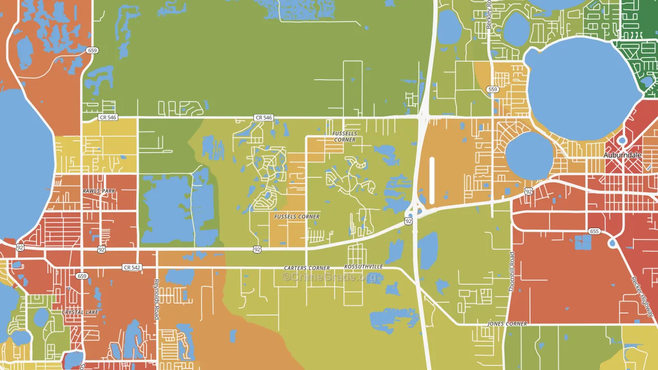 Fussels Corner, FL Map of Theft Rates