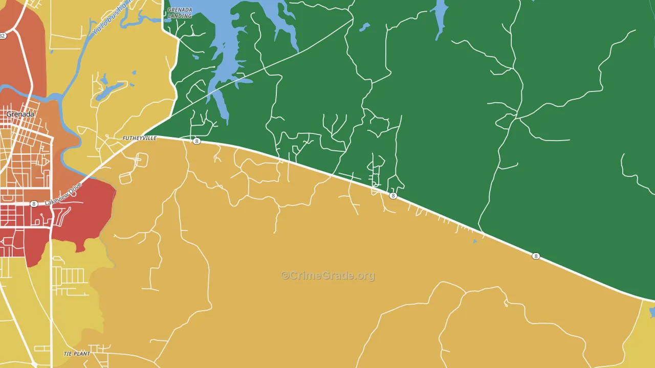 Futheyville, MS Map of Theft Rates
