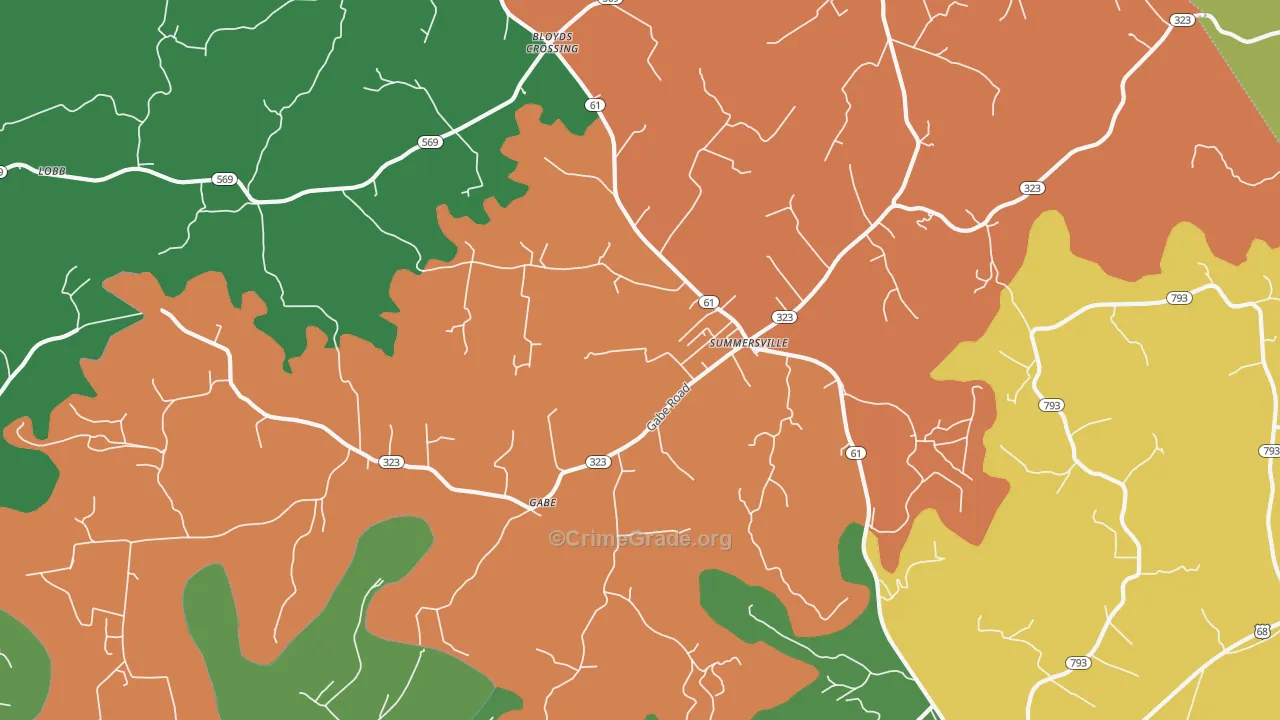 Gabe, KY Map of Theft Rates