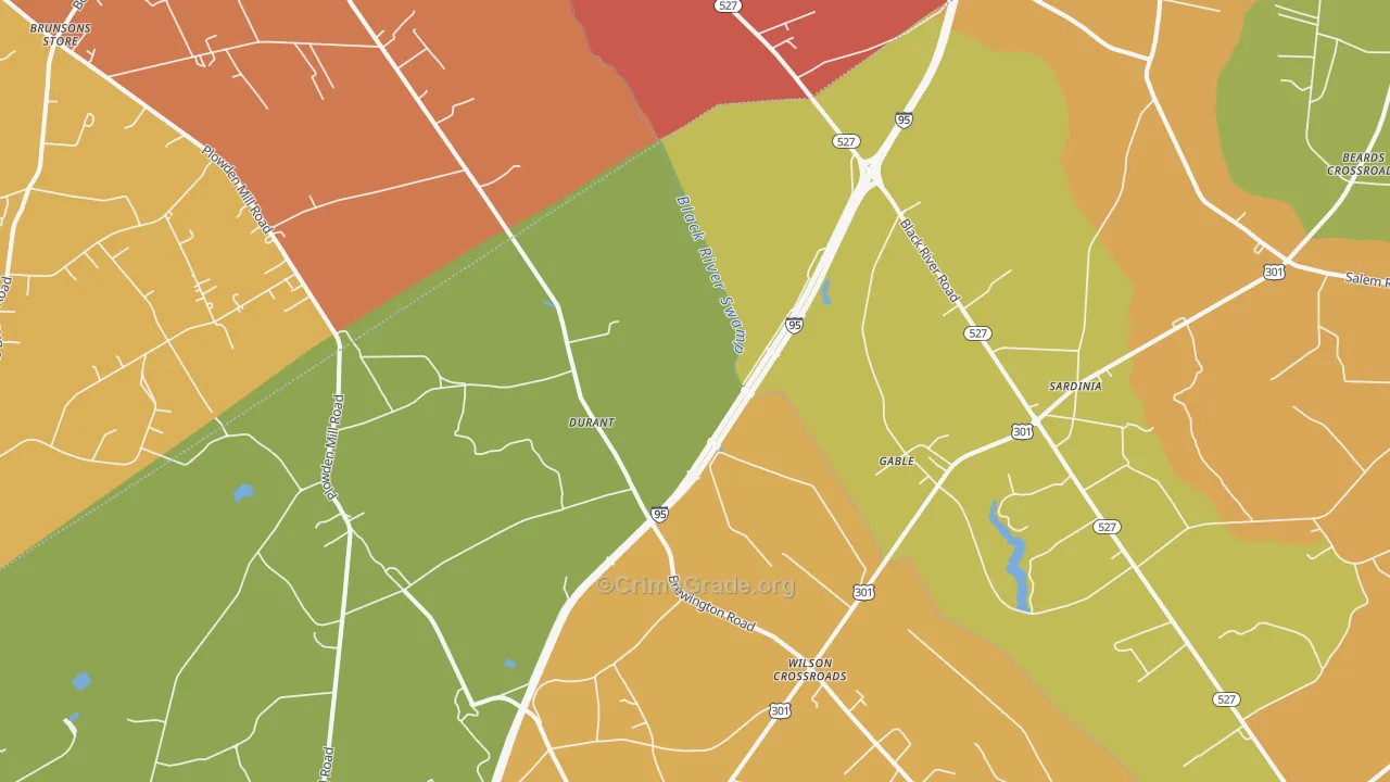 Gable, SC Map of Theft Rates