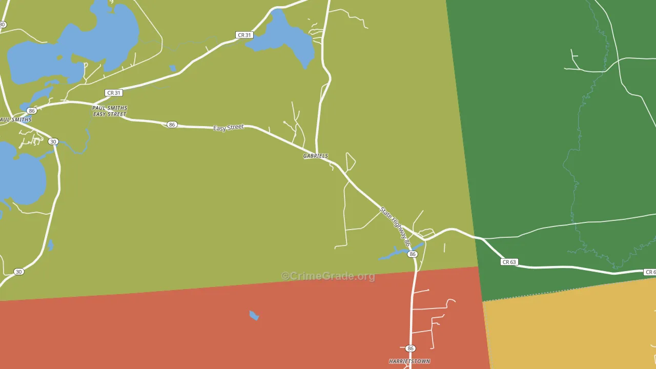 Gabriels, NY Map of Theft Rates