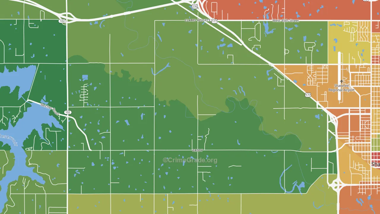 Gaddy, OK Map of Theft Rates