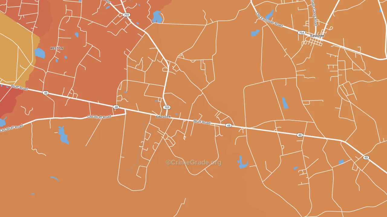 Gadsden, SC Map of Theft Rates