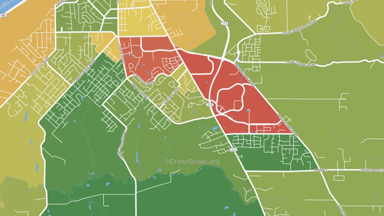 Gaffney Lane, Oregon City, OR Map of Theft Rates