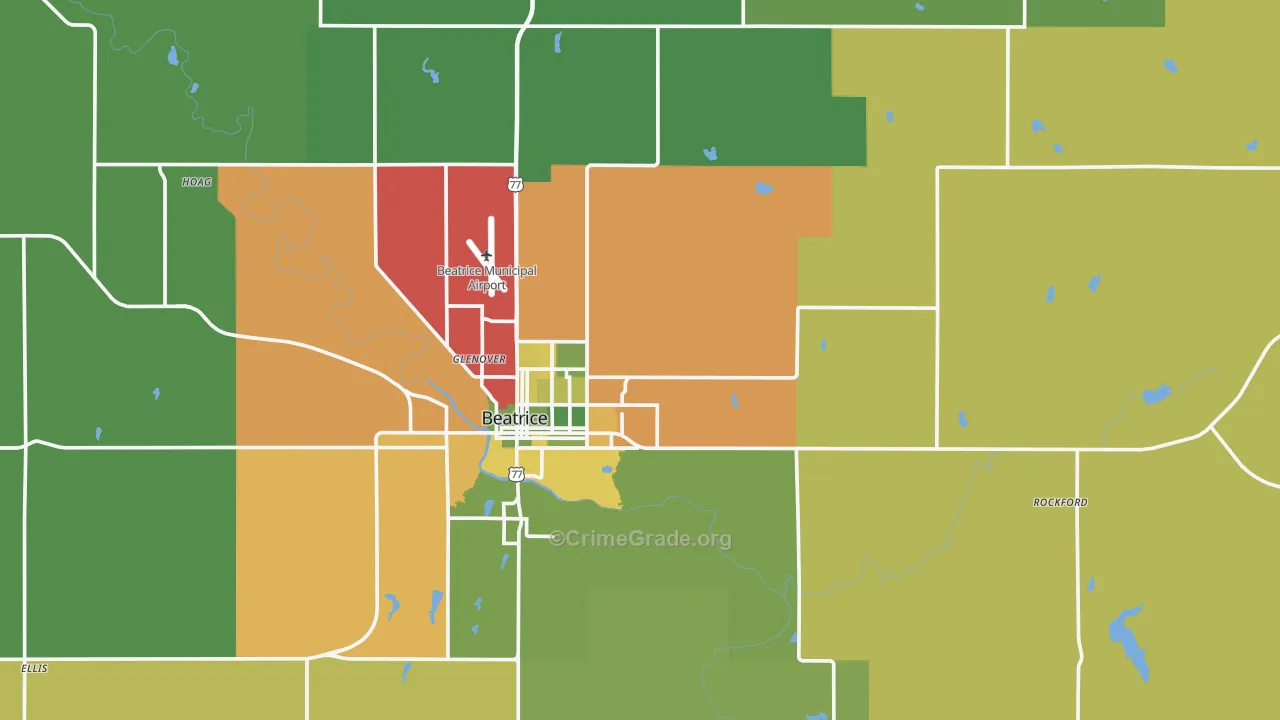 Gage County, NE Map of Theft Rates
