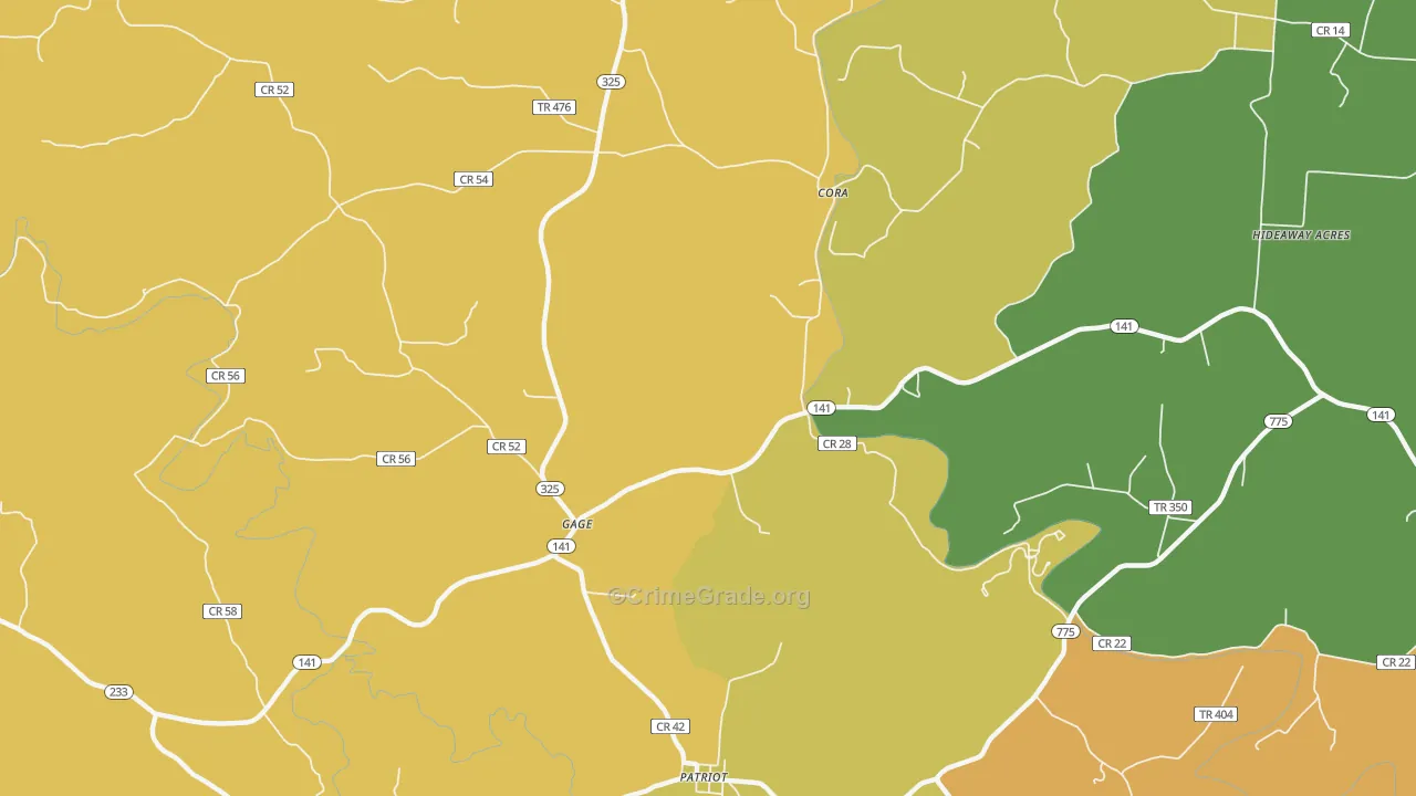 Gage, OH Map of Theft Rates