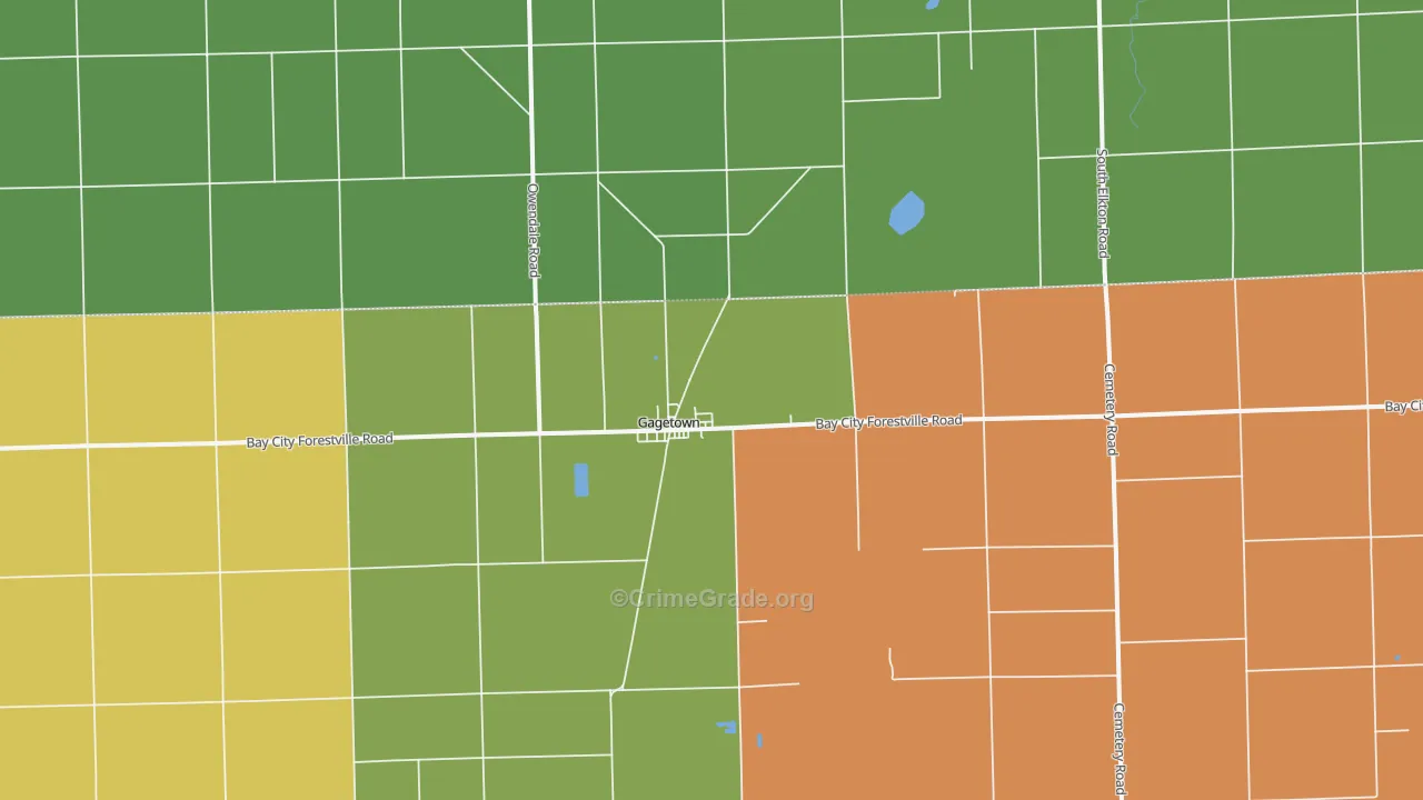 Gagetown, MI Map of Theft Rates