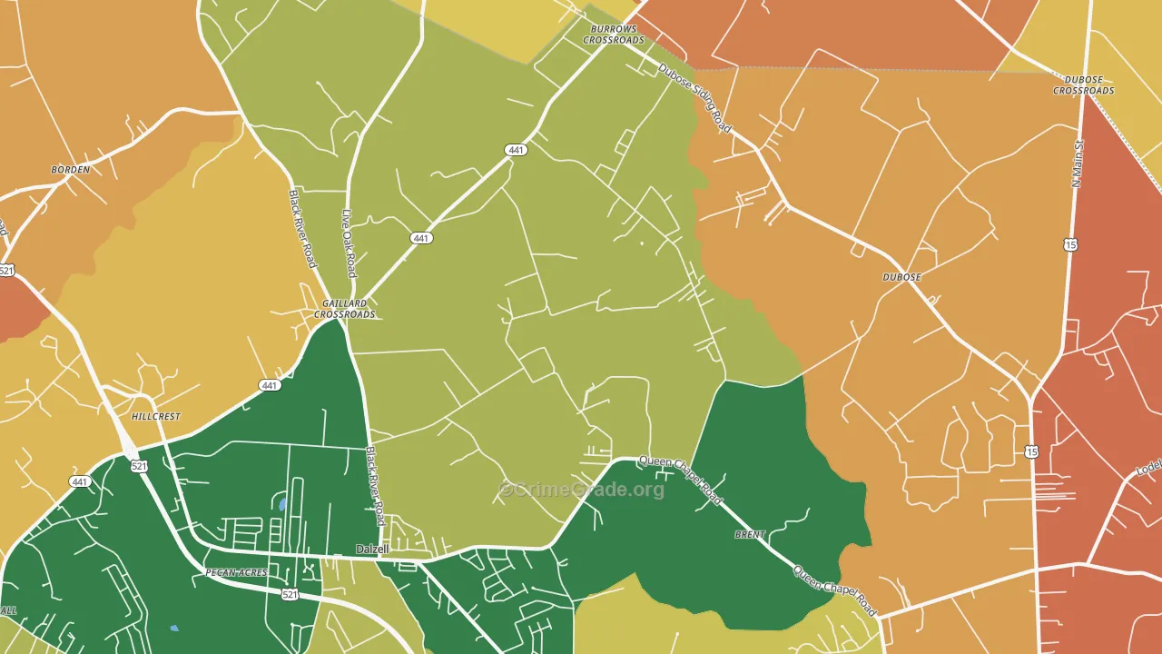 Gaillard Crossroads, SC Map of Theft Rates