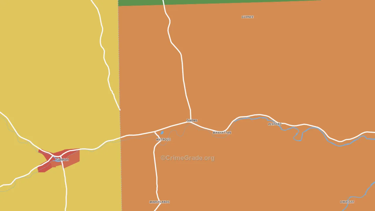 Gaines, PA Map of Theft Rates