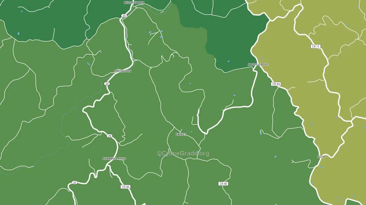 Gaines, WV Map of Theft Rates
