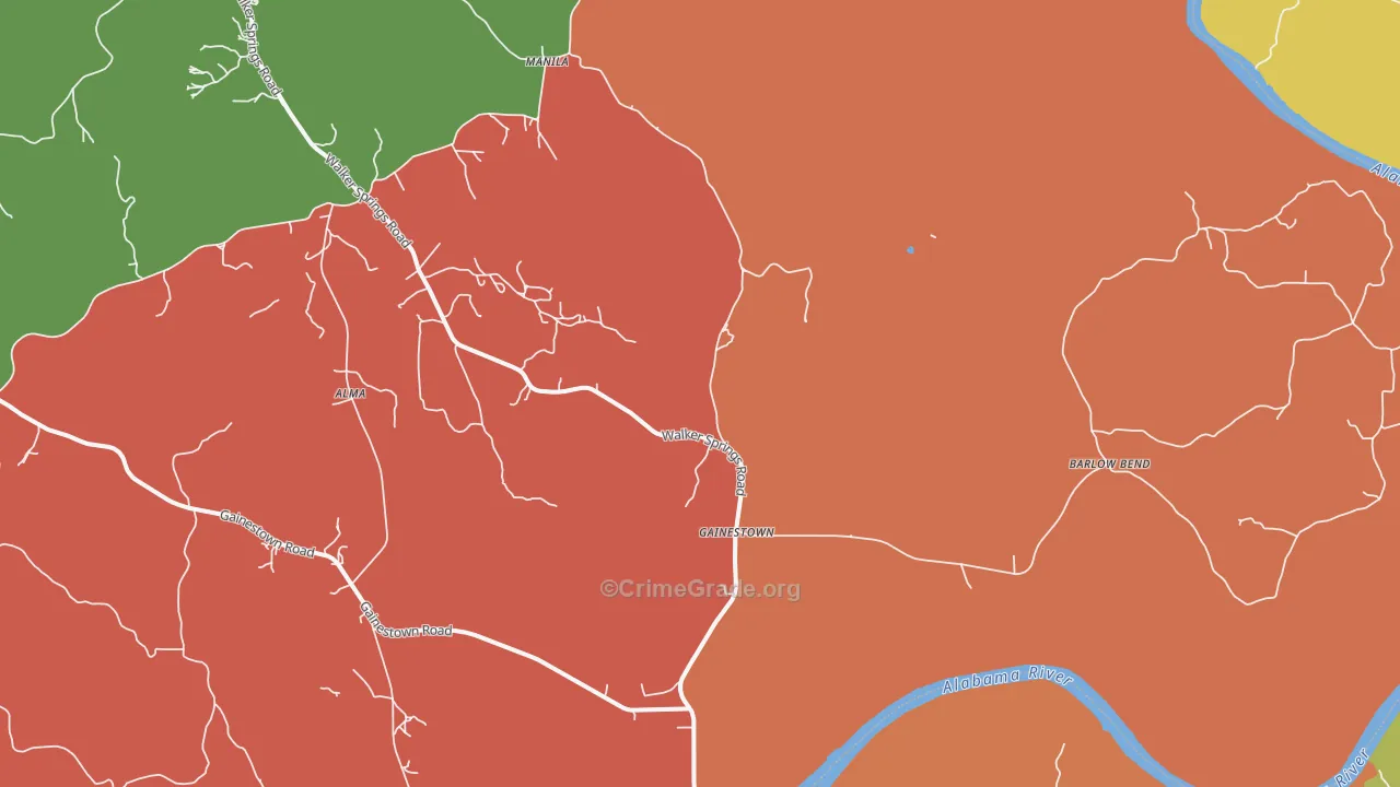 Gainestown, AL Map of Theft Rates